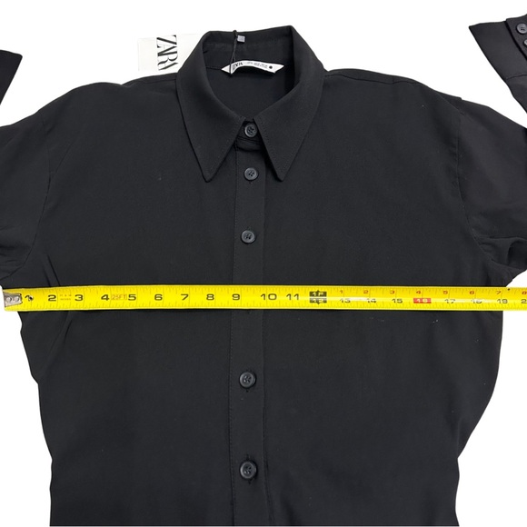 Zara Black Button-Up Midi Shirt Dress SZ Medium Goth Steampunk NWT - Picture 7 of 10